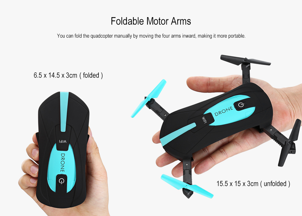 JY018 Mini Foldable RC Pocket Drone BNF WiFi FPV 0.3MP Camera 480P Video / G-sensor Mode / Air Press Altitude Hold