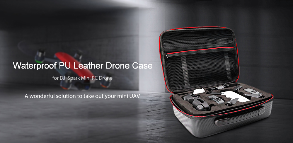 Waterproof PU Leather Drone Case with EVA Foam Protection for DJI Spark