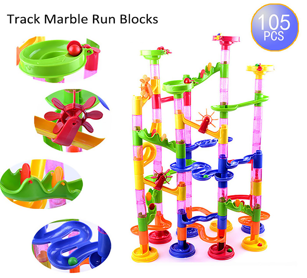 678 - 7 105pcs DIY Construction Marble Race Run Maze Balls Track Building Blocks