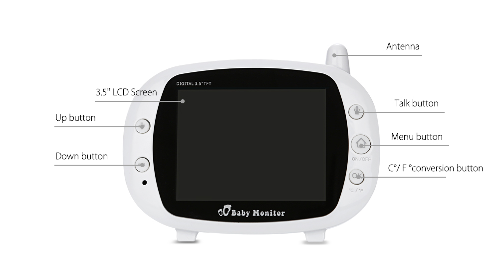 3.5 inch 2.4GHz Wireless TFT LCD Video Baby Monitor with Night Vision