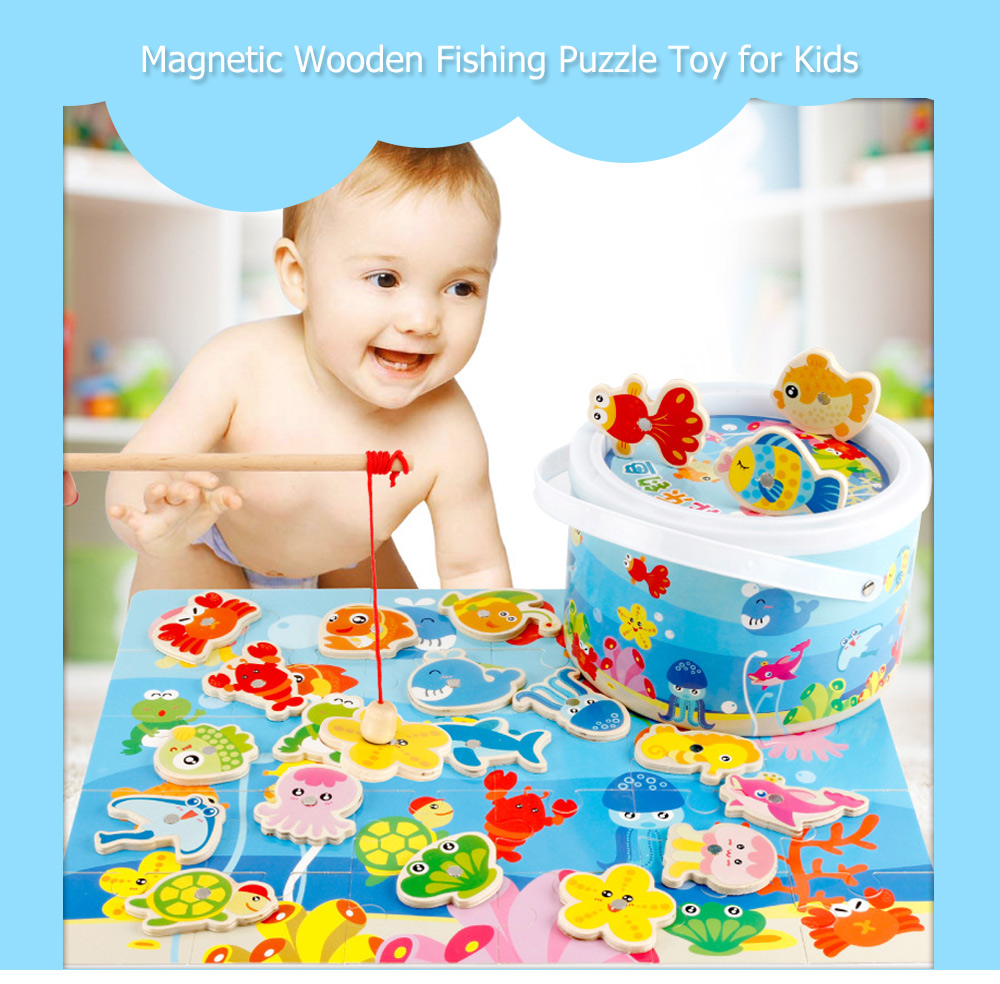 Wooden Fishing Puzzle Game Toy for Children