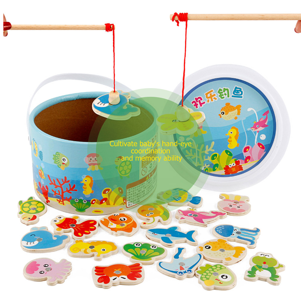 Wooden Fishing Puzzle Game Toy for Children