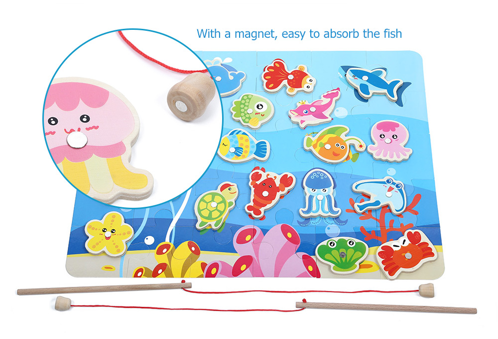 Wooden Fishing Puzzle Game Toy for Children