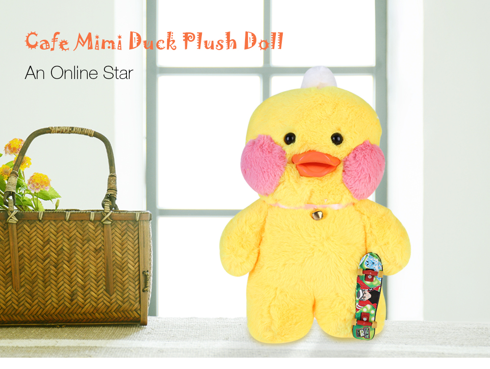 Cafe Mimi Stuffed Cute Duck Plush Doll with Fingerboard Toy Birthday Christmas Gift 30CM