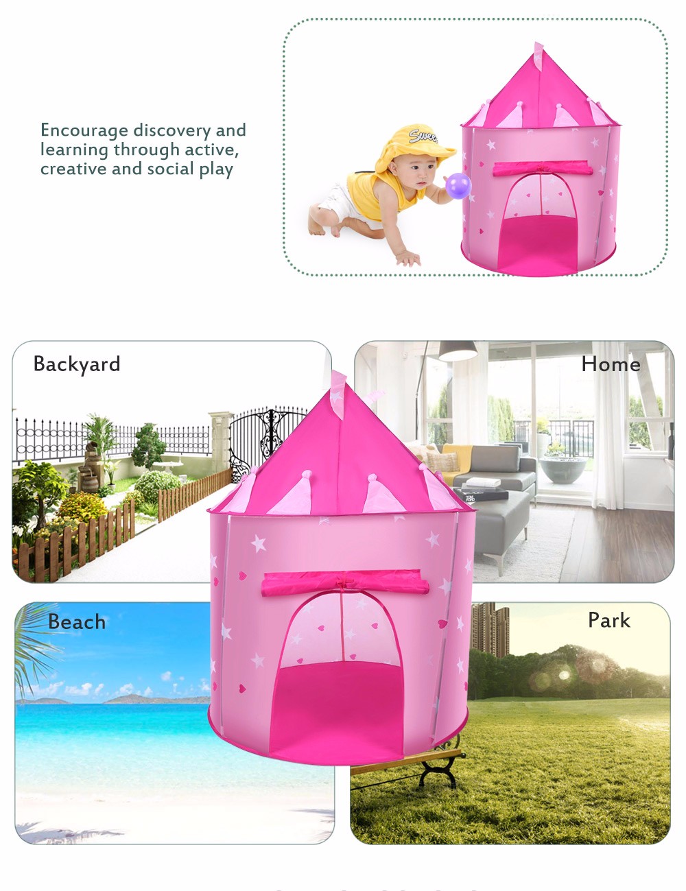 Children Portable Folding Play Tent Cubby House