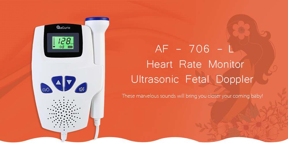 ACurio AF - 706 - L Pregnant Ultrasonic Fetal Doppler Prenatal Heart Rate Monitor ACurio AF - 706 - L Pregnant Ultrasonic Fetal Doppler Prenatal Heart Rate Monitor