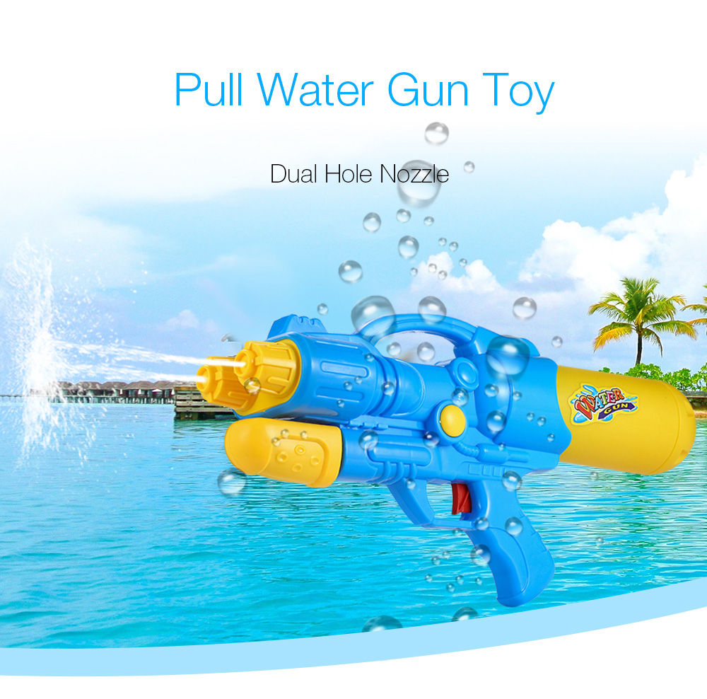 Plastic Dual Hole Nozzle Pull Water Gun Soaker Squirt Blaster Shooter Pistol Long Rang Toy