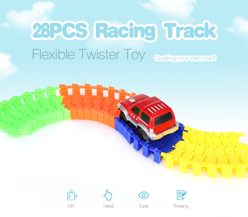 28PCS NO.218 DIY Racing Track Assembly Flexible Twister Car Toy
