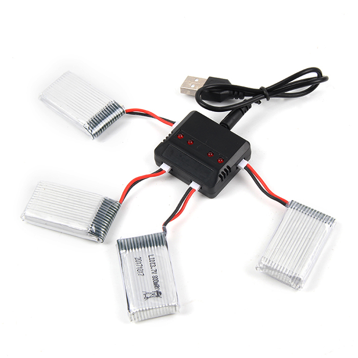 Battery Balance Charging Set 4 x 800mAh Li + 1 to 4 Balance Charger for Syma X5C / X5 / X5SW CX - 30 Skytech M68 Bayang X5C Quadcopter