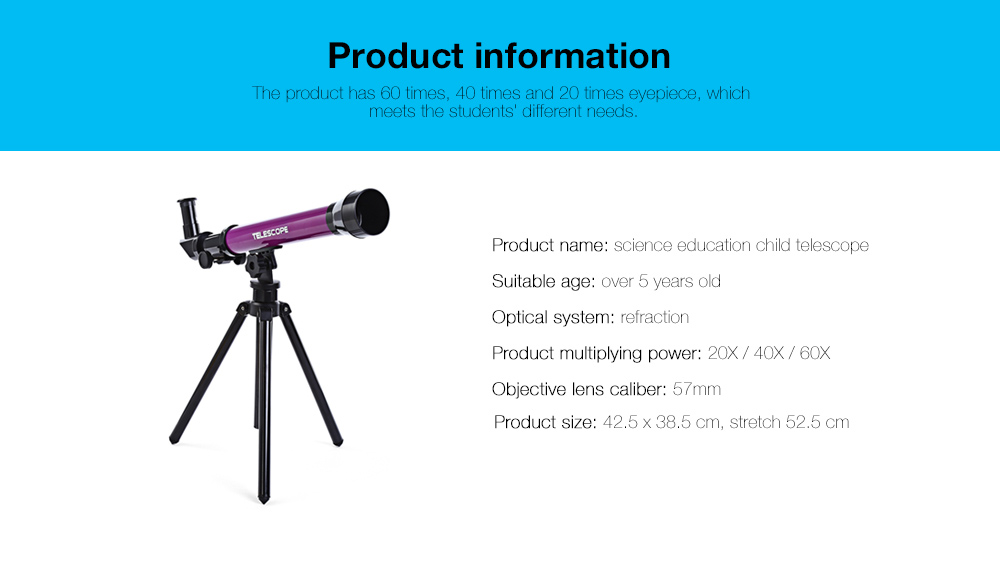 CHN AOHUA 3341 Kids Science Education Elementary Astronomy Telescope Eyepiece Toy CHN AOHUA 3341 Kids Science Education Elementary Astronomy Telescope Eyepiece Toy