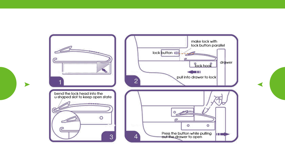 4pcs Multifunctional Baby Children Safety Invisible Drawer Lock