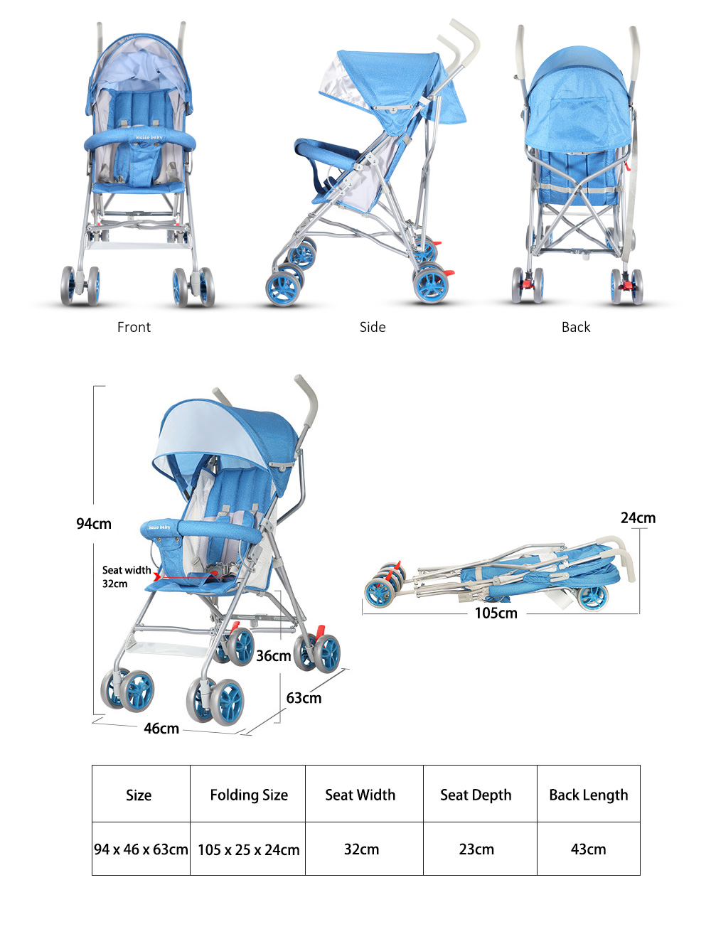 Shockproof Folding Baby Stroller Cart Carriage