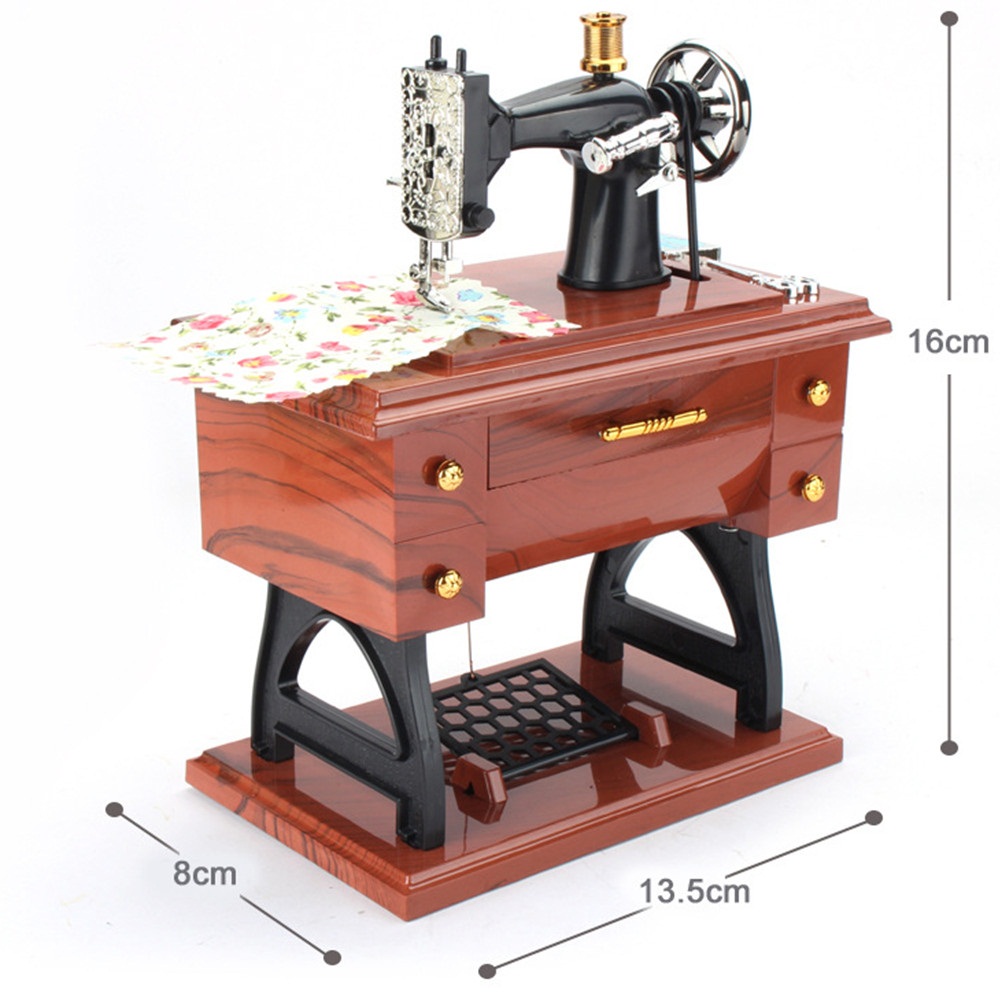 Retro Vintage Sewing Machine Music Box Birthday Gift Home Decoration