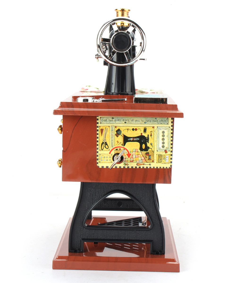 Retro Vintage Sewing Machine Music Box Birthday Gift Home Decoration