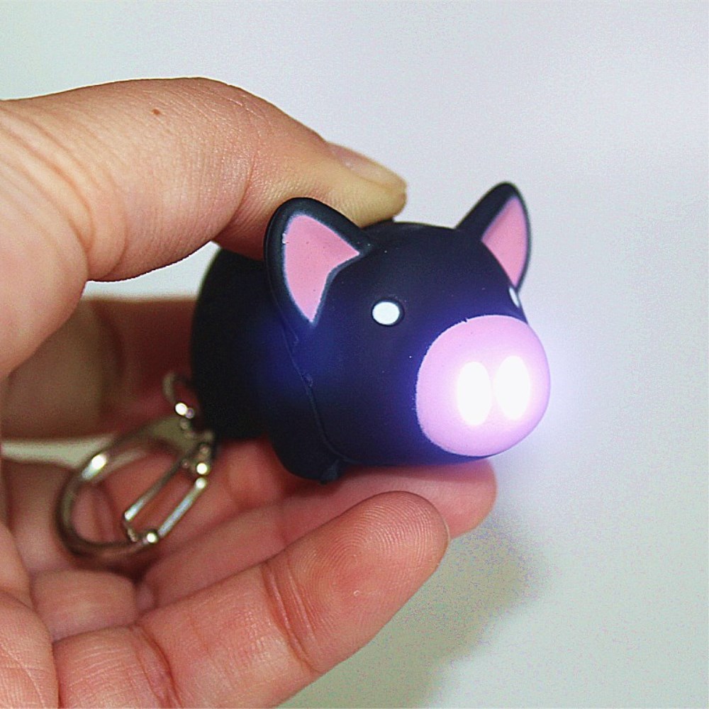 Cute Mini Pig Pendant with Light and Sound Key Chain