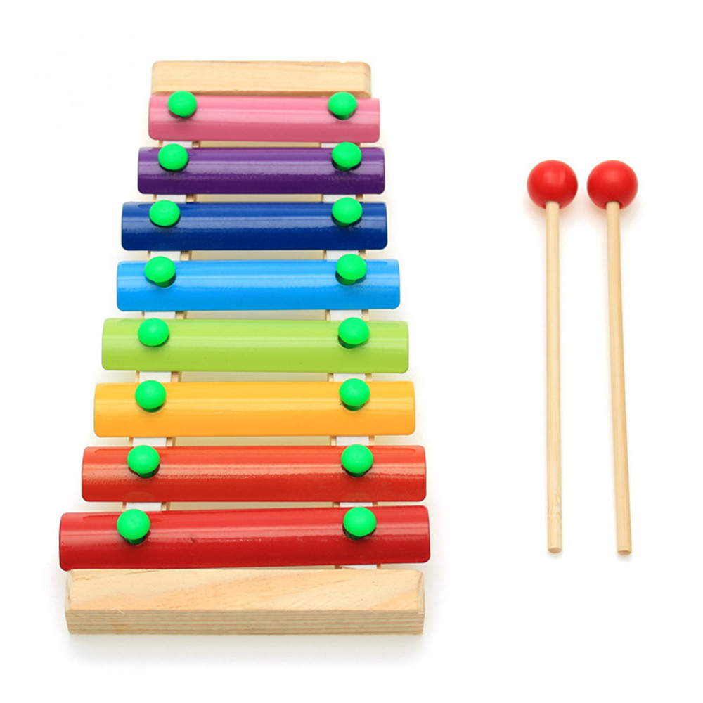 MoTrent Wooden 8 Notes Xylophone First Musical Instrument for Children, Portable Music Toys for Kids Baby