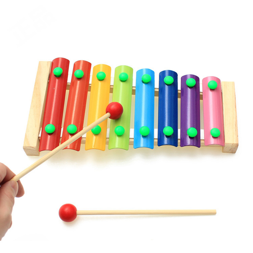 MoTrent Wooden 8 Notes Xylophone First Musical Instrument for Children, Portable Music Toys for Kids Baby