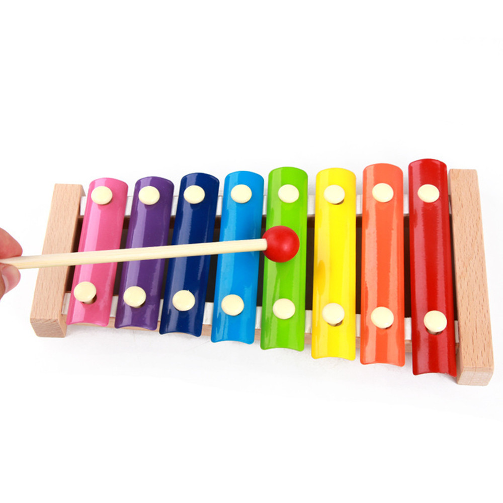MoTrent Wooden 8 Notes Xylophone First Musical Instrument for Children, Portable Music Toys for Kids Baby