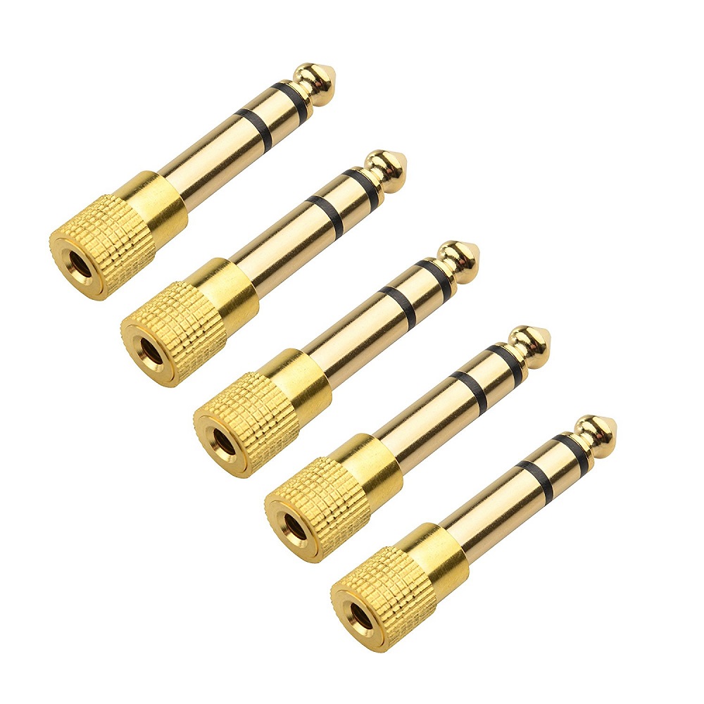 Gold Plated 6.35mm Male to 3.5mm Female Audio Stereo Adapter 5PCS