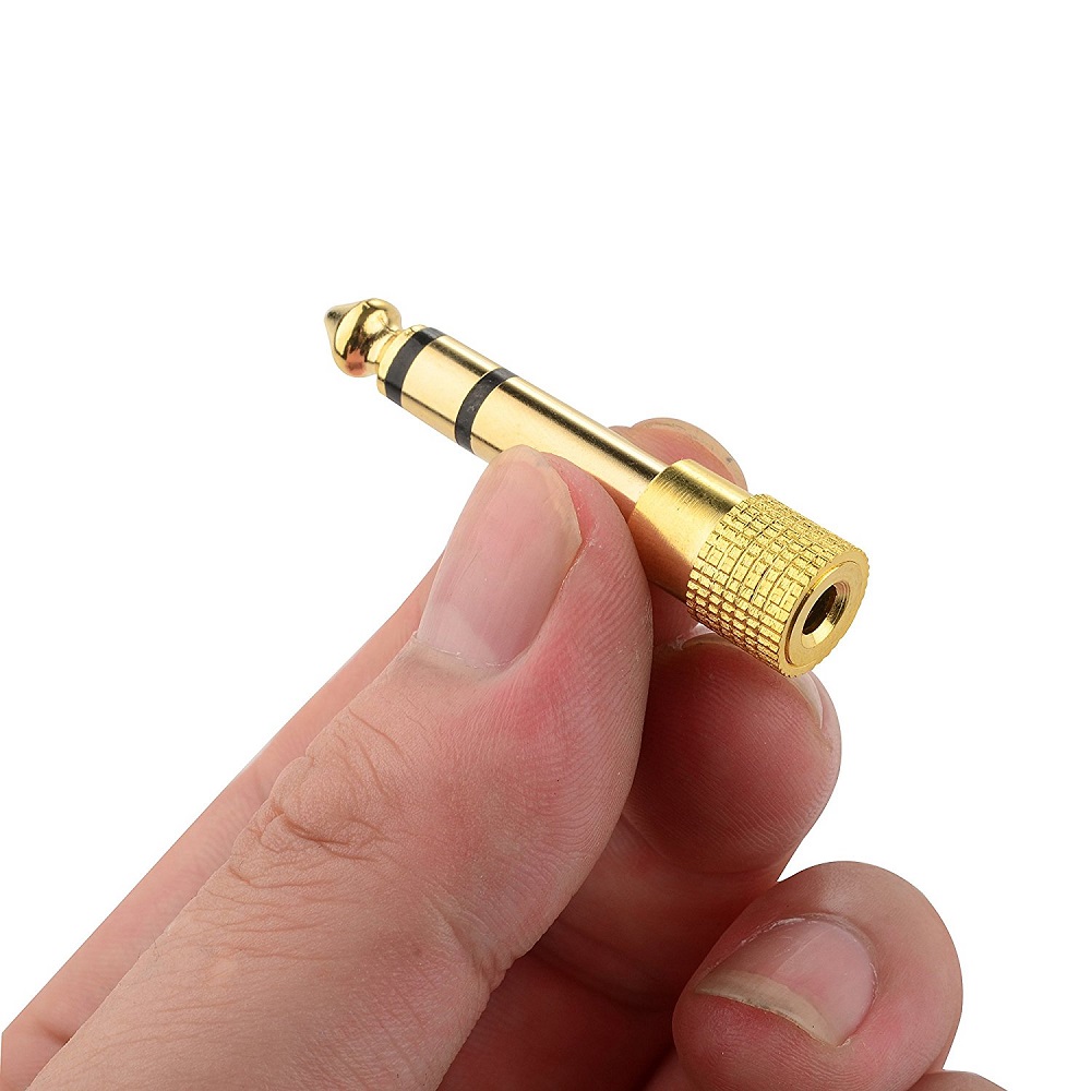 Gold Plated 6.35mm Male to 3.5mm Female Audio Stereo Adapter 5PCS