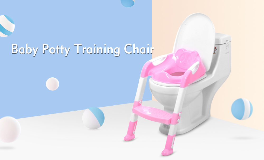 Folding Baby Potty Training Toilet Chair with Adjustable Ladder