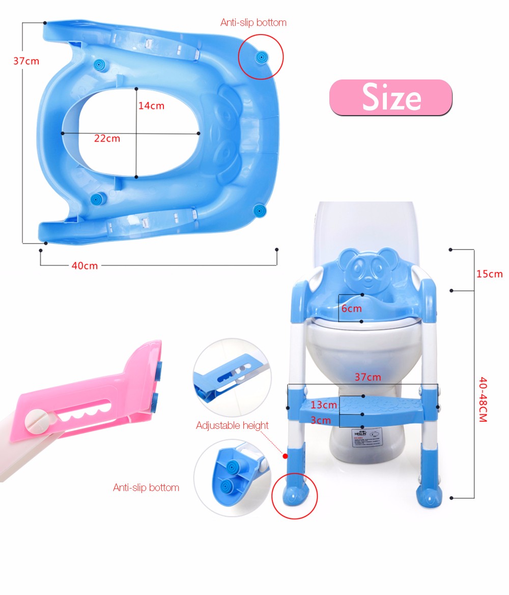Folding Baby Potty Training Toilet Chair with Adjustable Ladder