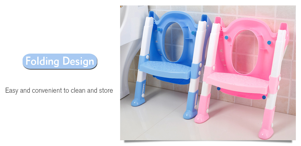 Folding Baby Potty Training Toilet Chair with Adjustable Ladder