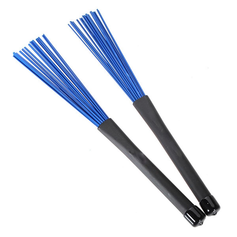 One Pair of 32cm Nylon Retractable Jazz Drum Brushes Telescopic Drumsticks with Rubber Handles