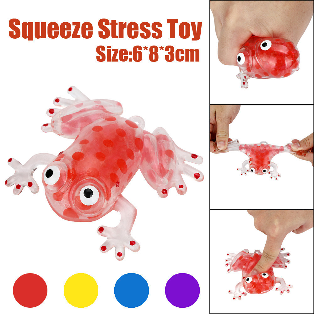 Novelty 6cm Bead Stress Ball Sticky Squeeze Frogs Squeezing Stress Relief Toy 4 Colors