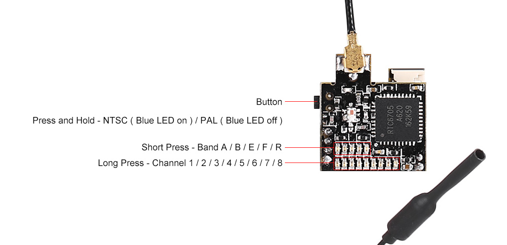 LST - S2 5.8G 800TVL HD Micro CMOS FPV Camera 150-degree Angle of View 3.6g Ultralight NTSC / PAL Switchable