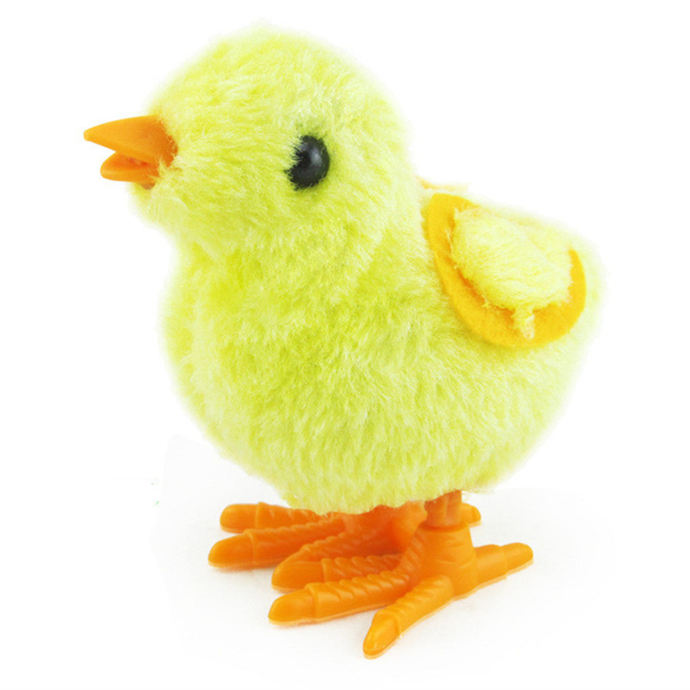 Baby Lovely Cartoon Chick Wind Up Clockwork Simulated Plush Doll Jumping Chicken Walking Toys