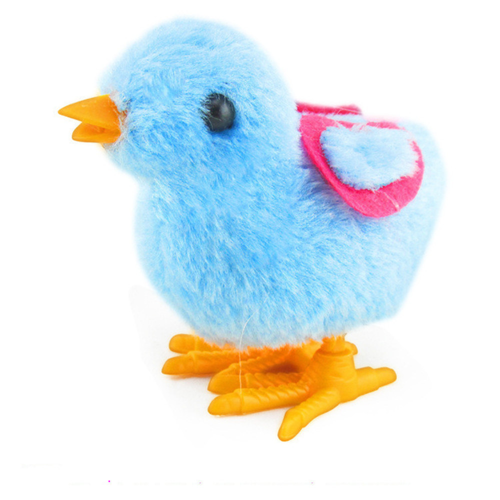 Baby Lovely Cartoon Chick Wind Up Clockwork Simulated Plush Doll Jumping Chicken Walking Toys