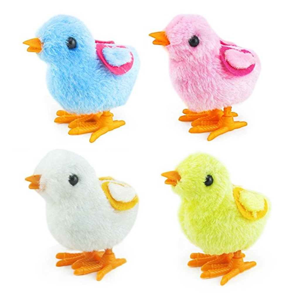 Baby Lovely Cartoon Chick Wind Up Clockwork Simulated Plush Doll Jumping Chicken Walking Toys