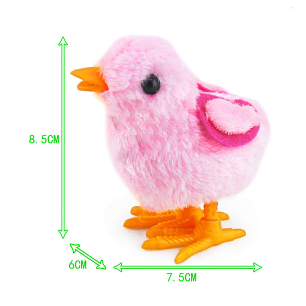 Baby Lovely Cartoon Chick Wind Up Clockwork Simulated Plush Doll Jumping Chicken Walking Toys