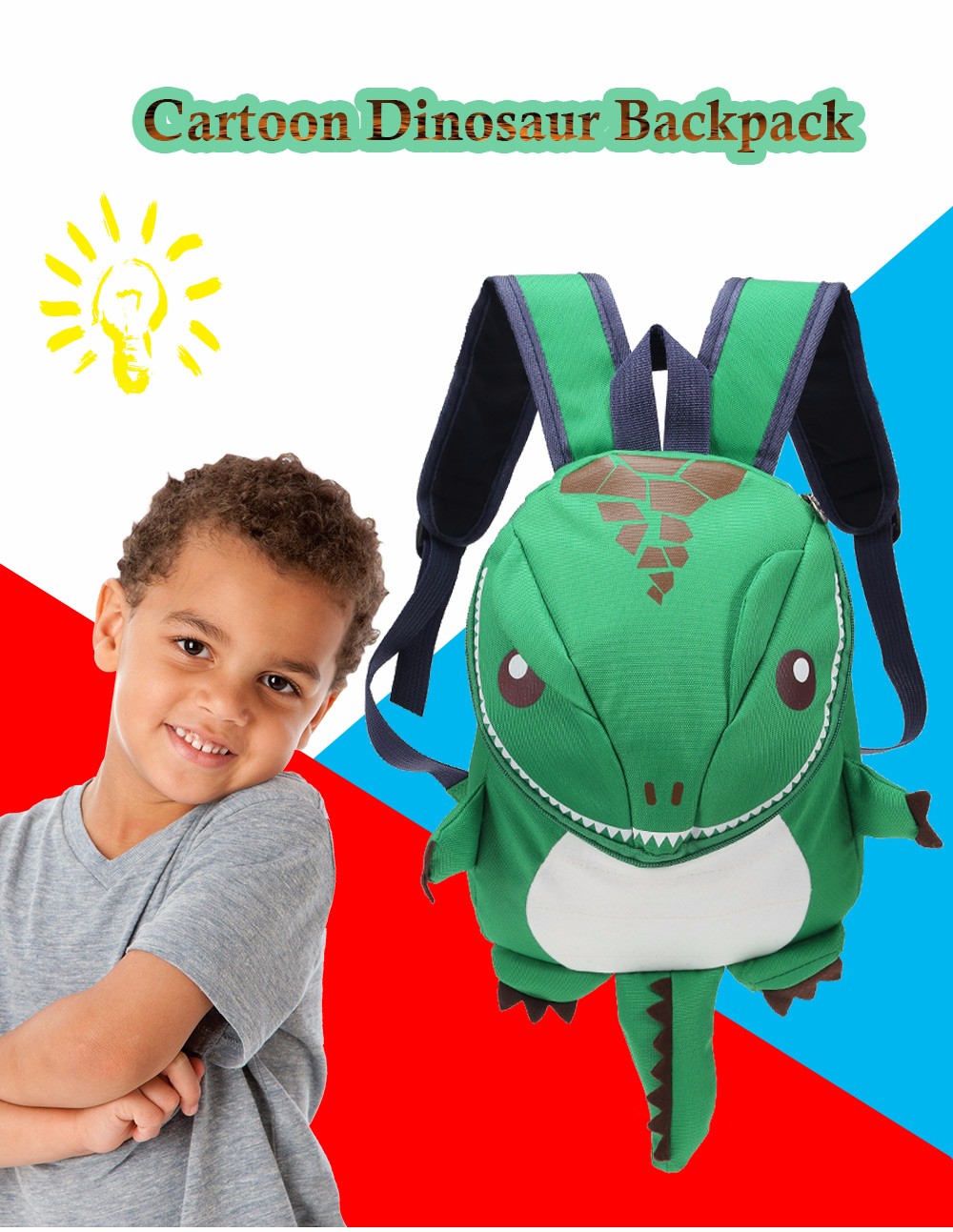 Cartoon Dinosaur Backpack Children Kids Kindergarten School Bag