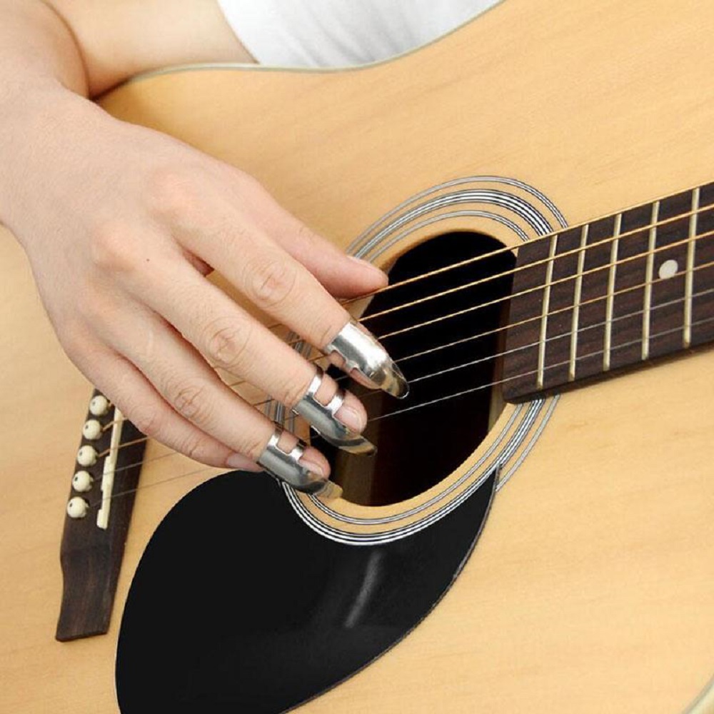 3PCS Sliver Adjustable Stainless Steel Guitar Pick Finger Protection Guard