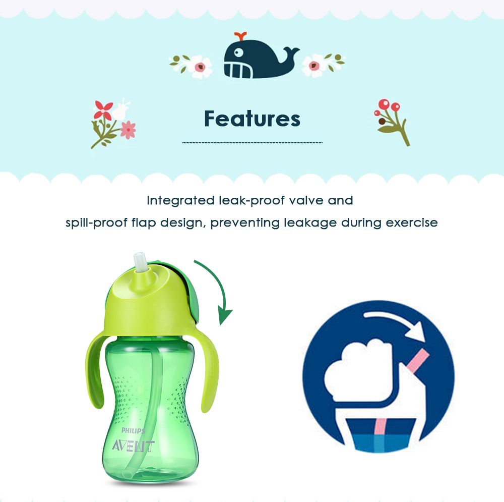 Avent 10oz / 300ml Baby Soft Handle Straw Bottle Training Drinking Cup Avent 10oz / 300ml Baby Soft Handle Straw Bottle Training Drinking Cup