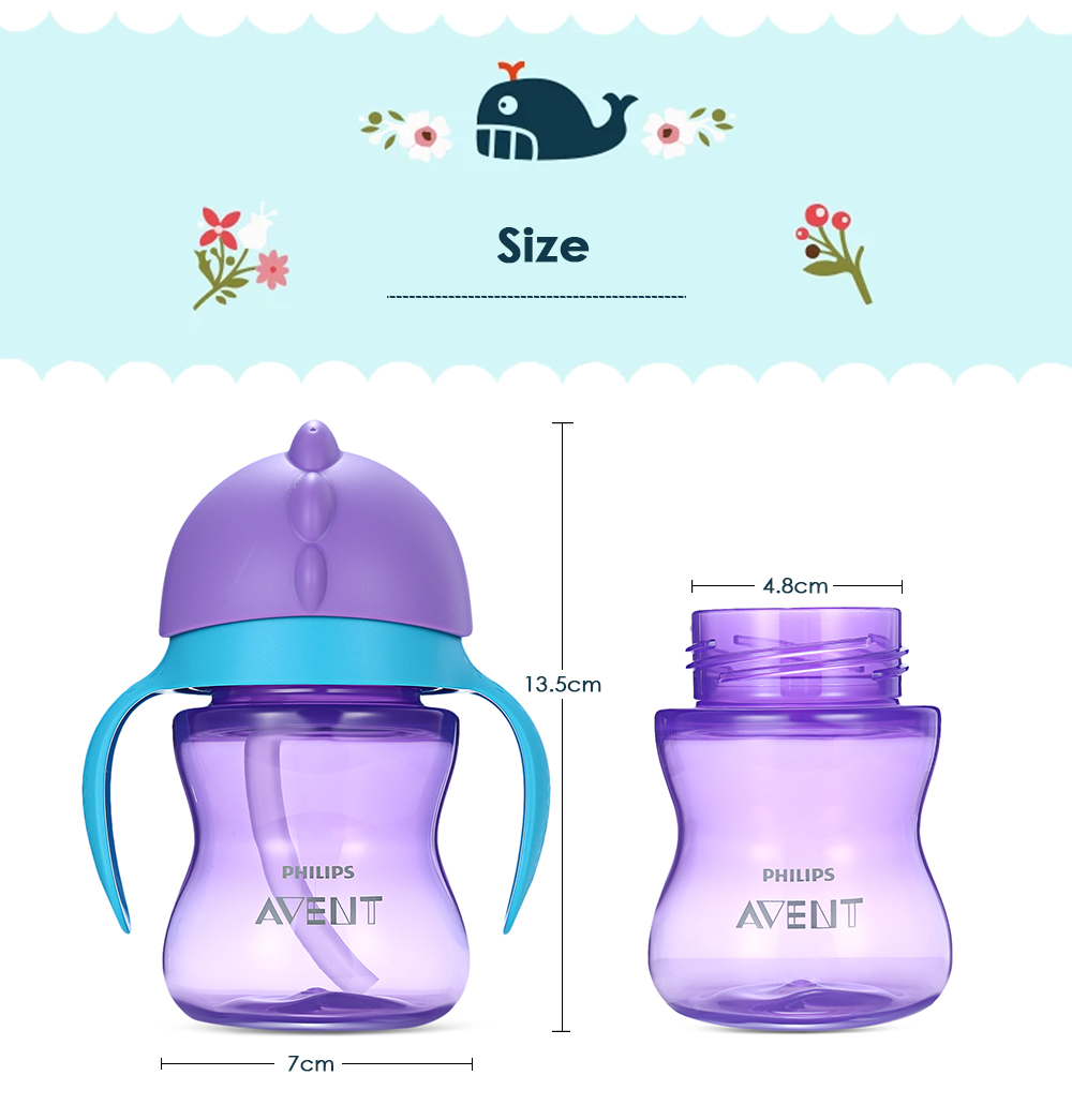 Avent 7oz / 200ml Baby Soft Handle Straw Bottle Training Drinking Cup Avent 7oz / 200ml Baby Soft Handle Straw Bottle Training Drinking Cup