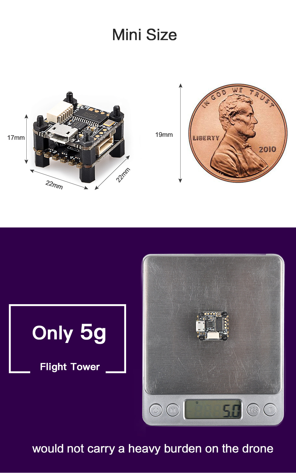 FULL SPEED Teeny 1S Brushless F3 Flight Tower 16 x 16 Mounting Hole for Bat-100 BeeBee-66 Micro Racing Drone FULL SPEED Teeny 1S Brushless F3 Flight Tower 16 x 16 Mounting Hole for Bat-100 BeeBee-66 Micro Racing Drone