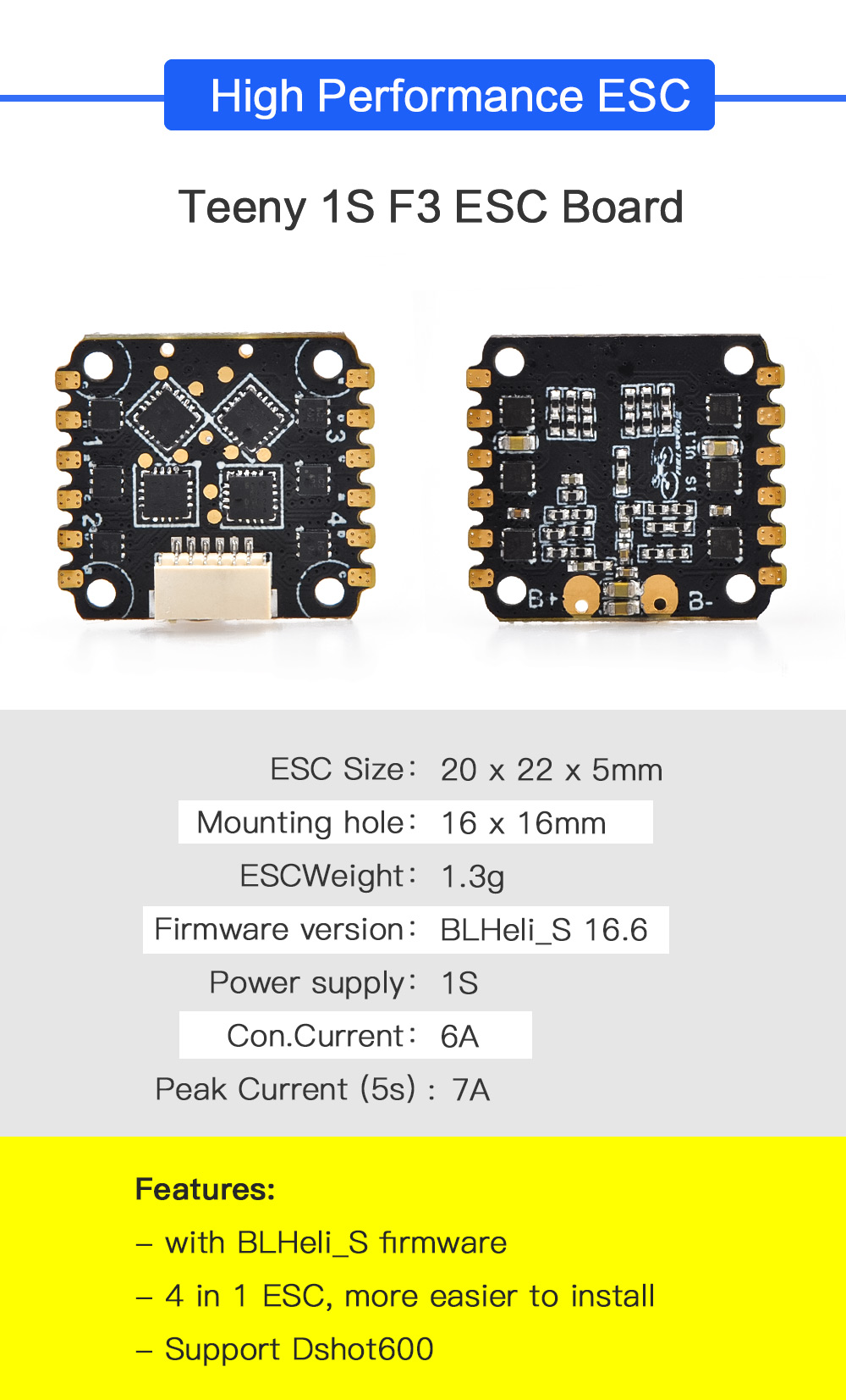 FULL SPEED Teeny 1S Brushless F3 Flight Tower 16 x 16 Mounting Hole for Bat-100 BeeBee-66 Micro Racing Drone FULL SPEED Teeny 1S Brushless F3 Flight Tower 16 x 16 Mounting Hole for Bat-100 BeeBee-66 Micro Racing Drone