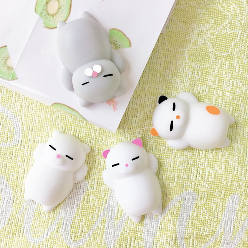 Kawaii Cute Mini Cat Slow Rising Soft Squishy Stress Reliever Decompression Toy for Kids Fidget Toy Gift 4PCS