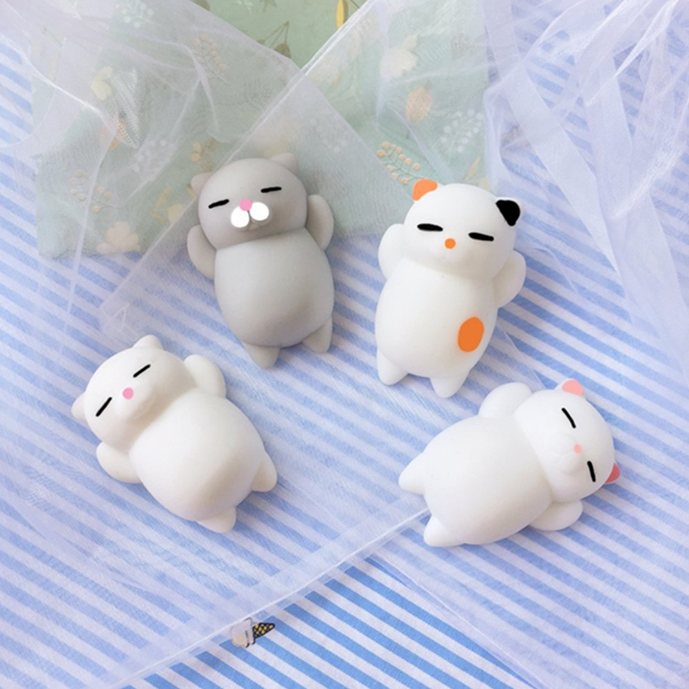 Kawaii Cute Mini Cat Slow Rising Soft Squishy Stress Reliever Decompression Toy for Kids Fidget Toy Gift 4PCS