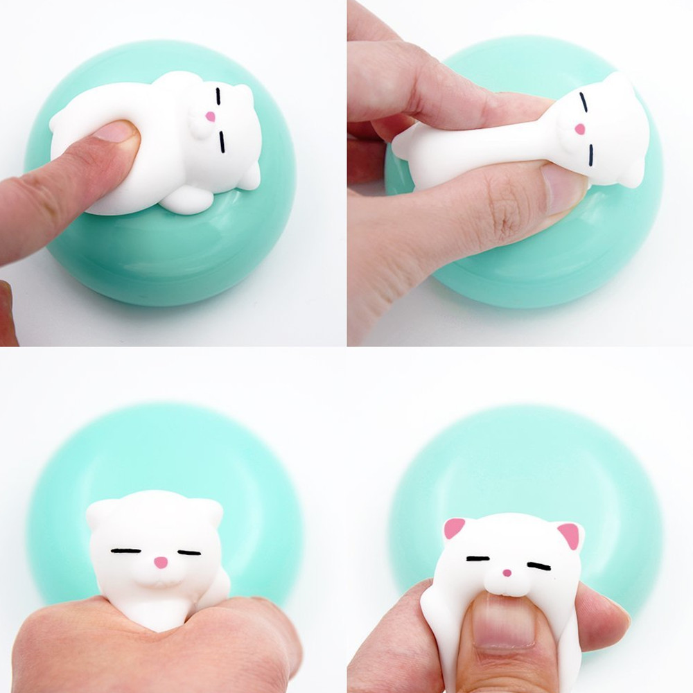 Kawaii Cute Mini Cat Slow Rising Soft Squishy Stress Reliever Decompression Toy for Kids Fidget Toy Gift 4PCS