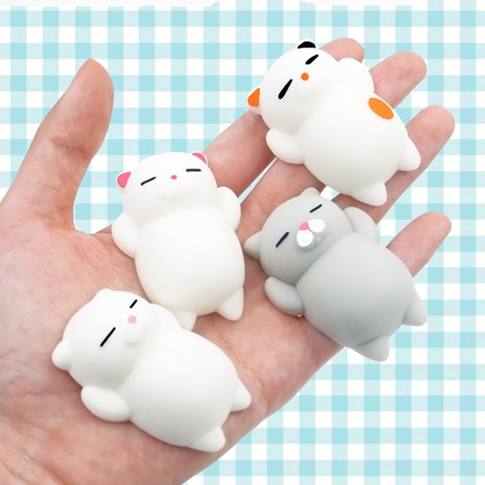 Kawaii Cute Mini Cat Slow Rising Soft Squishy Stress Reliever Decompression Toy for Kids Fidget Toy Gift 4PCS