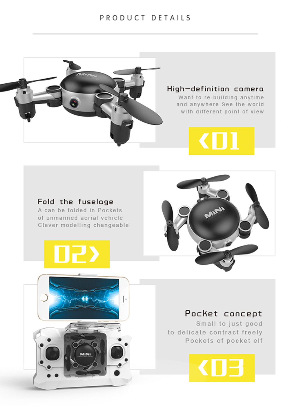 Mini Foldable RC Quadcopter Drone with Camera / 6 Axis Gyro / 360 Degree Roll Mini Foldable RC Quadcopter Drone with Camera / 6 Axis Gyro / 360 Degree Roll