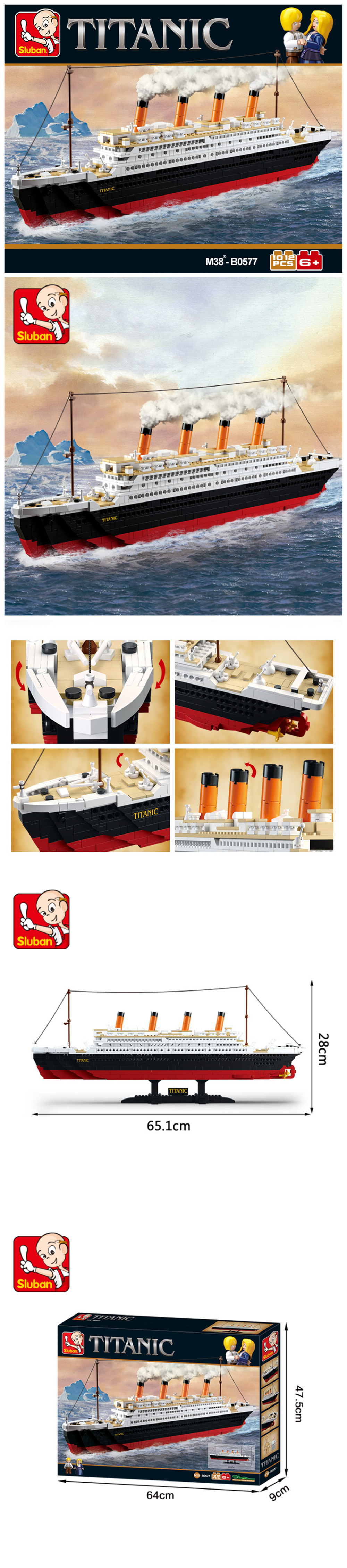 Sluban Building Blocks Educational Kids Toy Big Titanic 1012PCS