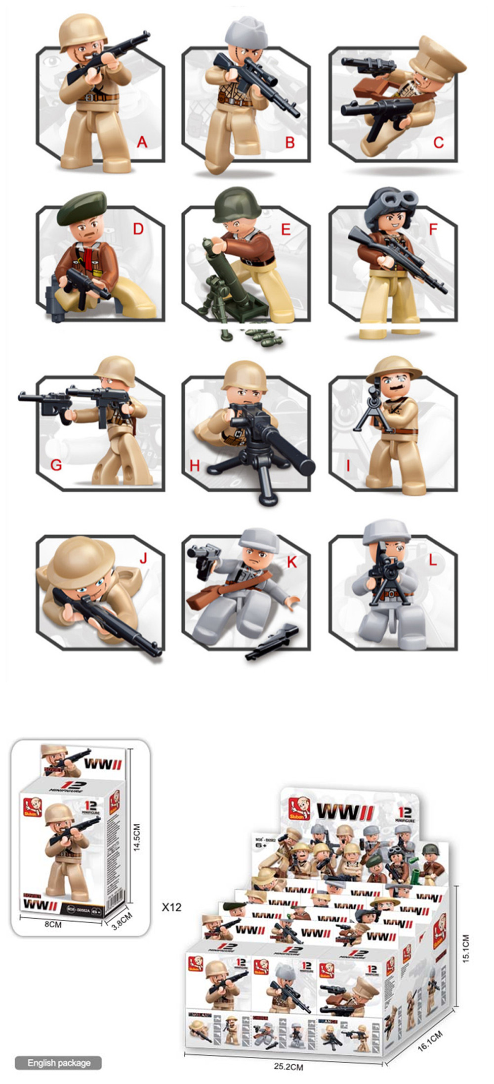Sluban Building Blocks Educational Kids Toy 12 Models Assorted Army Set Military Toys