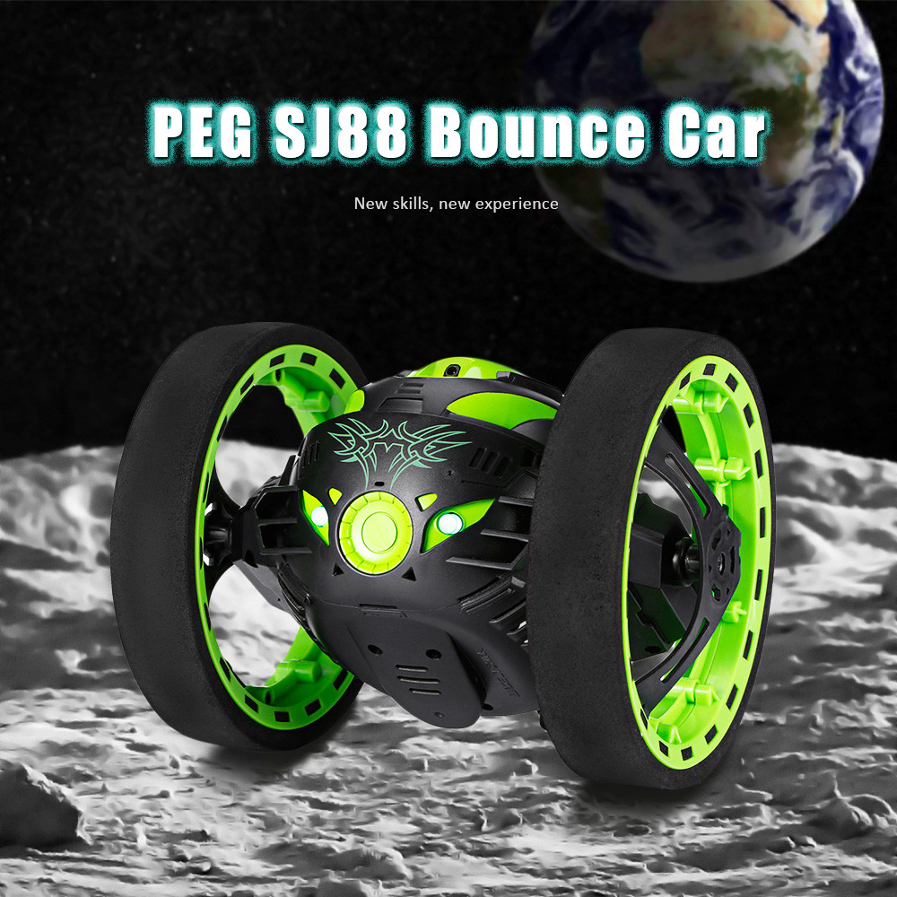 PEG SJ88 2.4GHz Remote Control Bounce Car with Flexible Wheels Rotation LED Light