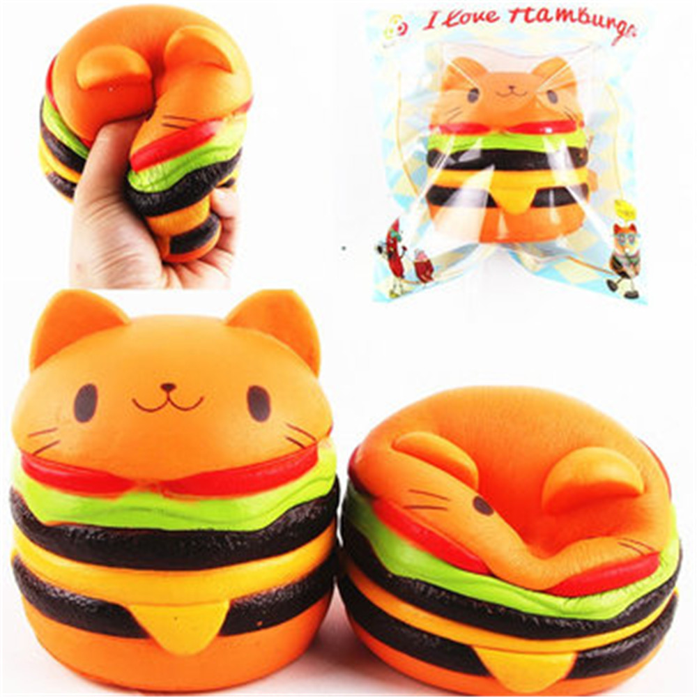 Jumbo Squishy Cat Burger Slow Rising Soft Animal Collection Gift Decor Toy Original Packaging