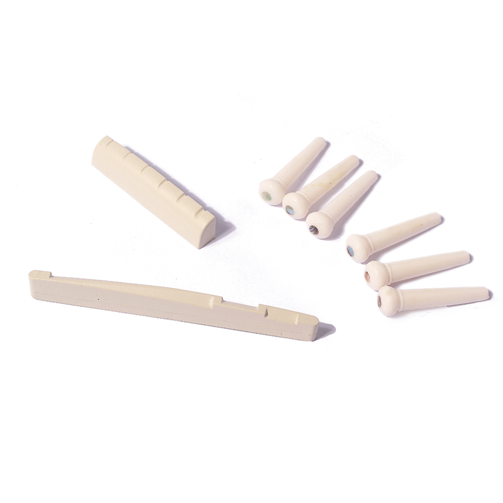 Folk Guitar Nut and Saddle Bridge Pins Set Folk Guitar Nut and Saddle Bridge Pins Set